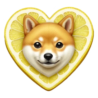 Shiba Jasper realistic heart shaped lemon slice sticker