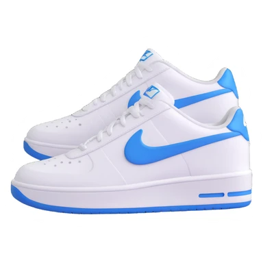 white and blue Nike sneaker, angled view, with visible swoosh logo, 3D emoji style sticker