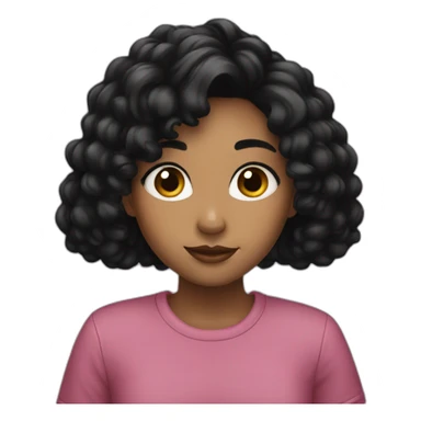 A girl black hair and cool sticker