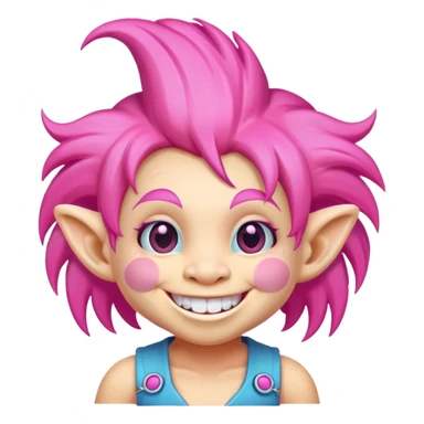 Troll doll with pink hair sticker