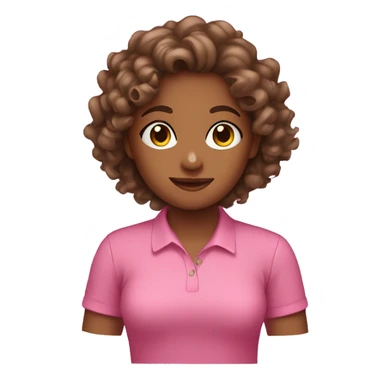 Brown girl wearing pink shirt with curly hair sticker