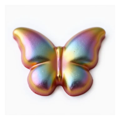 realistic butterfly-shaped candy with a metallic rainbow sheen, isolated on a transparent background, no visible background sticker