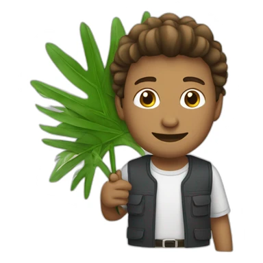 fanning a man with palm leaves sticker