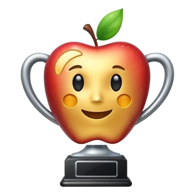 silver award trophy or medal, shiny metallic, simple, apple emoji style sticker