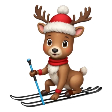 baby reindeer skiing sticker
