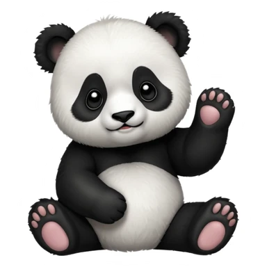 Panda cub slapping there four head sticker