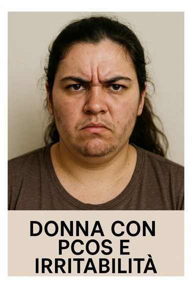Donna con pcos e irritabilità come sindrome evidente immagine realistiche in italiano sticker