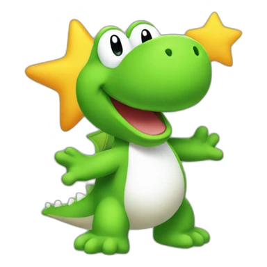 yoshi holding a star sticker