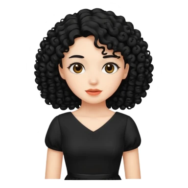black dress curly hair sticker