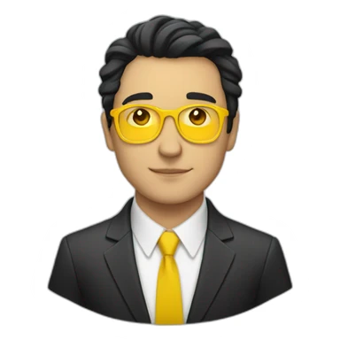 white guy with yellow tinted glasses and black hair wearing a suit  sticker