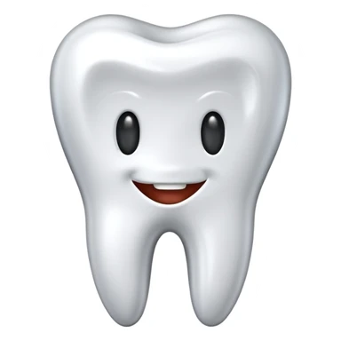 human tooth emoji, smooth chrome ceramic-metal texture, clean medical luxury aesthetic, isolated on white, no face sticker