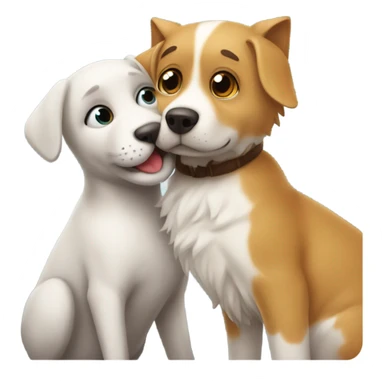 un perro dandole un beso a un gato sticker