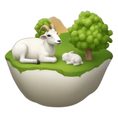 Une chèvre avec une statue de l'île de Pâques sticker