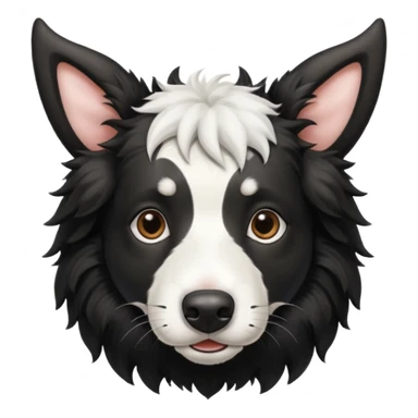 A black and white border collie has a cow's horns. sticker
