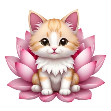 Kitten sitting on lotus flower sticker