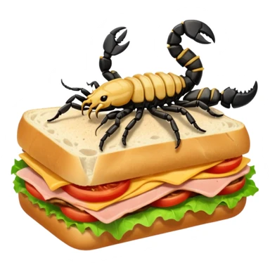 A scorpion in a cloud eating a sandwich sticker