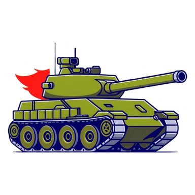 green military battle tank with armored body and large cannon sticker