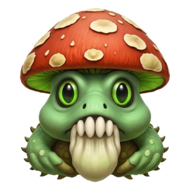 poisonous mushroom beast portrait, head and shoulders only, creature made mostly of mushroom flesh, thick mushroom cap head, layered fungal textures, toxic green spore glow, animal-like eyes, fantasy monster pet vibe, 3D cartoon, mobile game icon style, clean background, no text, no watermark

 sticker