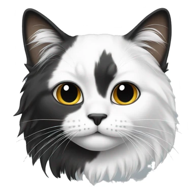long haired cat half black half white with black bottom jaw sticker