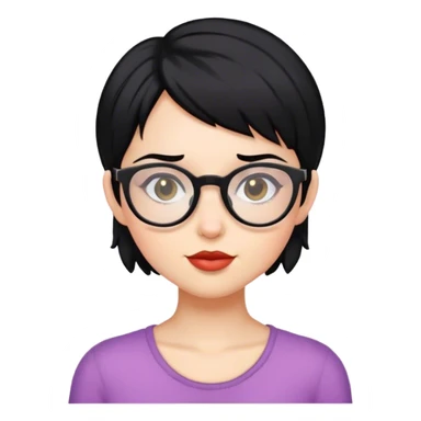 , pixie black hair girl with glasses sticker