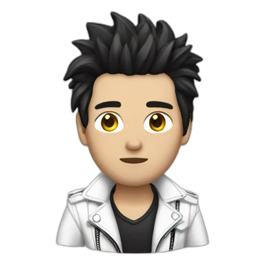 Punk male,dark hair, with white leather jacket sticker