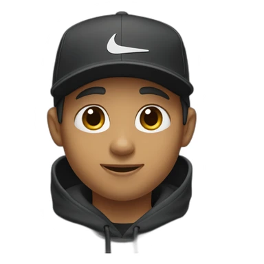 light brown boy with hair until his ears wearing a black nike cap and nike hoodie and waving his hand sticker