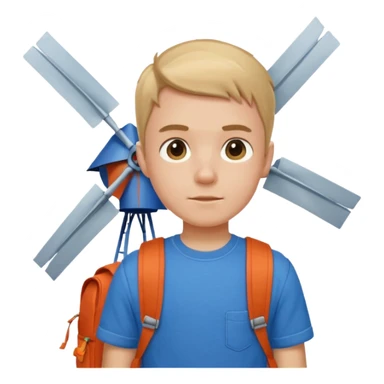 Boy wear windmill backpack sticker