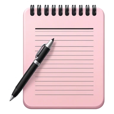 Pale pink notepad with pen sticker