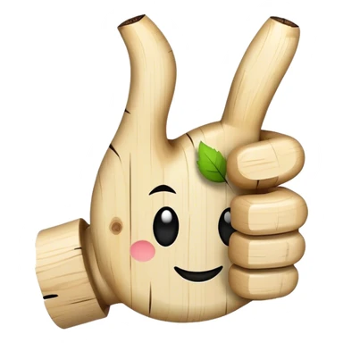 thumbs up emoji made of white birch with. black marks sticker