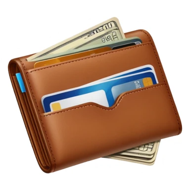 portefeuille marron avec pleins de billet et carte bancaire sticker