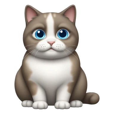 chubby blue-eyed brown grey white cat standing sticker