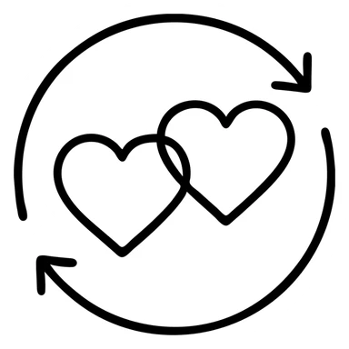 Two hearts spinning around each other in a loop sticker