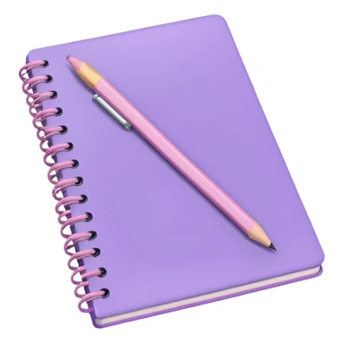 soft purple spiral notebook with a soft pink pencil on it sticker