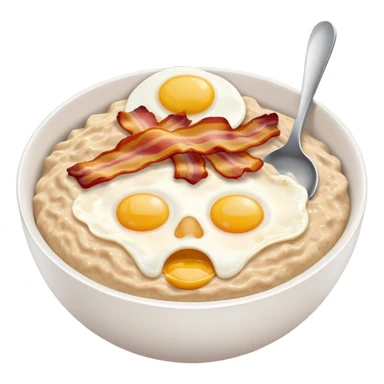 Sweating breakfast bowl with a face sticker