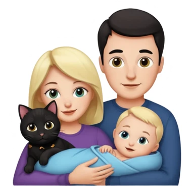 1 mom, 1 dad, 1 baby and 1 black cat sticker