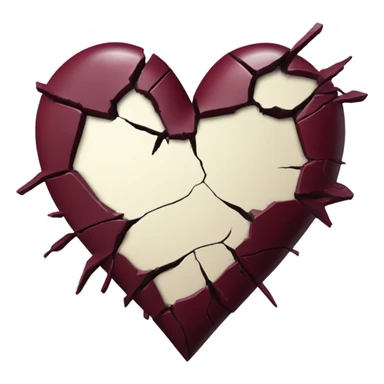 burgundy broken heart sticker