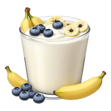 Yogurt with sliced bananas and blueberries sticker