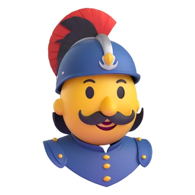 cartoonish Conquistador smiley inspired by Age of Empires II, with a helmet, mustache, and plume, no text, designed for Discord sticker