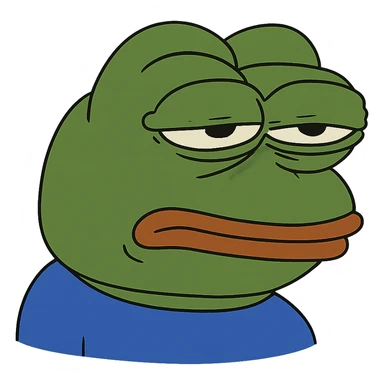 pepe the frog with a sleepy expression sticker