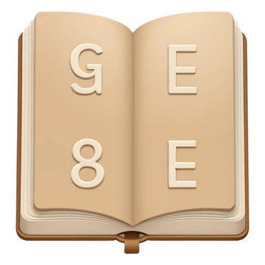 minimal flat emoji of a German language textbook titled “Grammar A1–B1”, clean modern cover, simple beige and white tones, crisp vector lines, elegant academic look, transparent background sticker