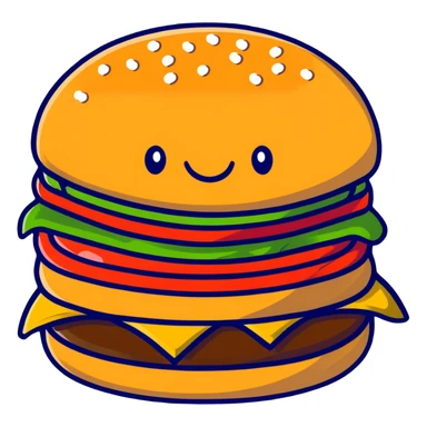 cute smiling burger character sticker