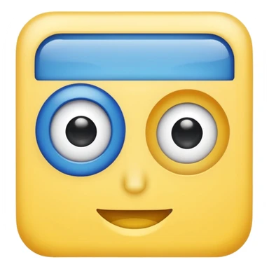 square with yellow body and square blue face square eyes and square mouth sticker