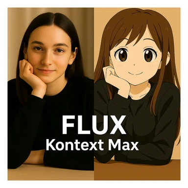 same similar image but chnage the text to "Flux Kontext Max" sticker