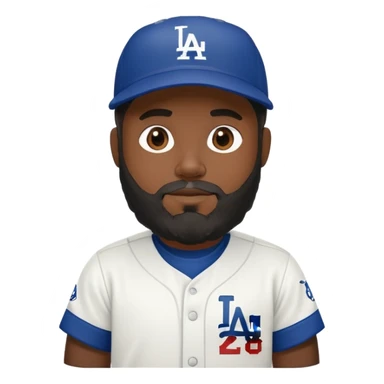 black person with beard in Dodgers baseball uniform sticker