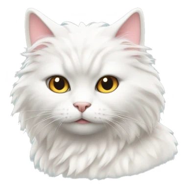 Fluffy white cat with zigzag blush  sticker