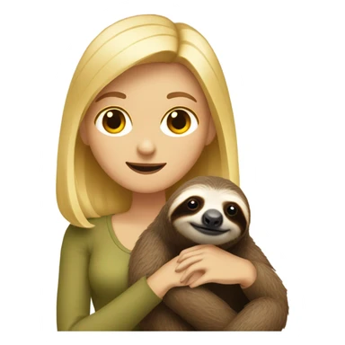 Blonde lady hiding a sloth sticker