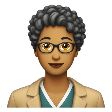 profesora pelo largo rizado sticker