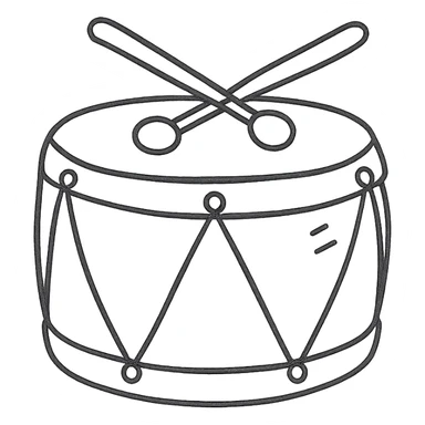 hand-drawn outlined sino Chinese drum icon sticker