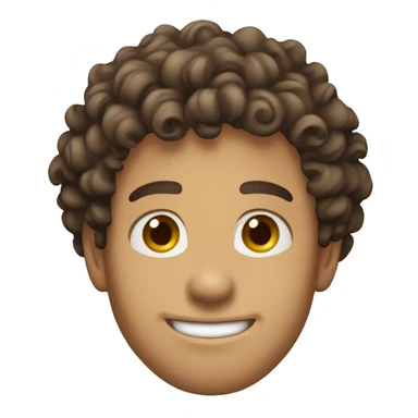 30 years old caucasian men, curly short hair, brown eyes, not shaved smiling sticker