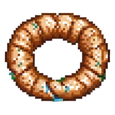 a simit, Turkish sesame bagel, pixel art style sticker
